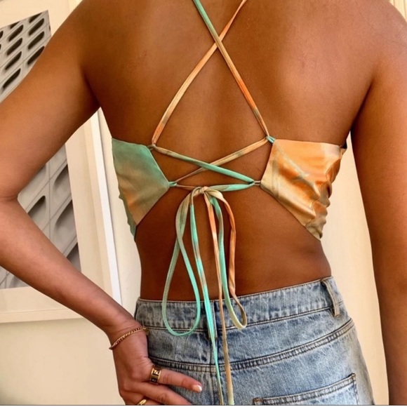 12th Tribe Tops | 12th Tribe Palm Canyon Tie Dye Lace Up Top - Picture 3 of 3